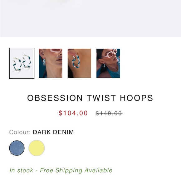 NWT Emma Pills Dark Denim Obsession Twist Hoops Earrings - Picture 5 of 8